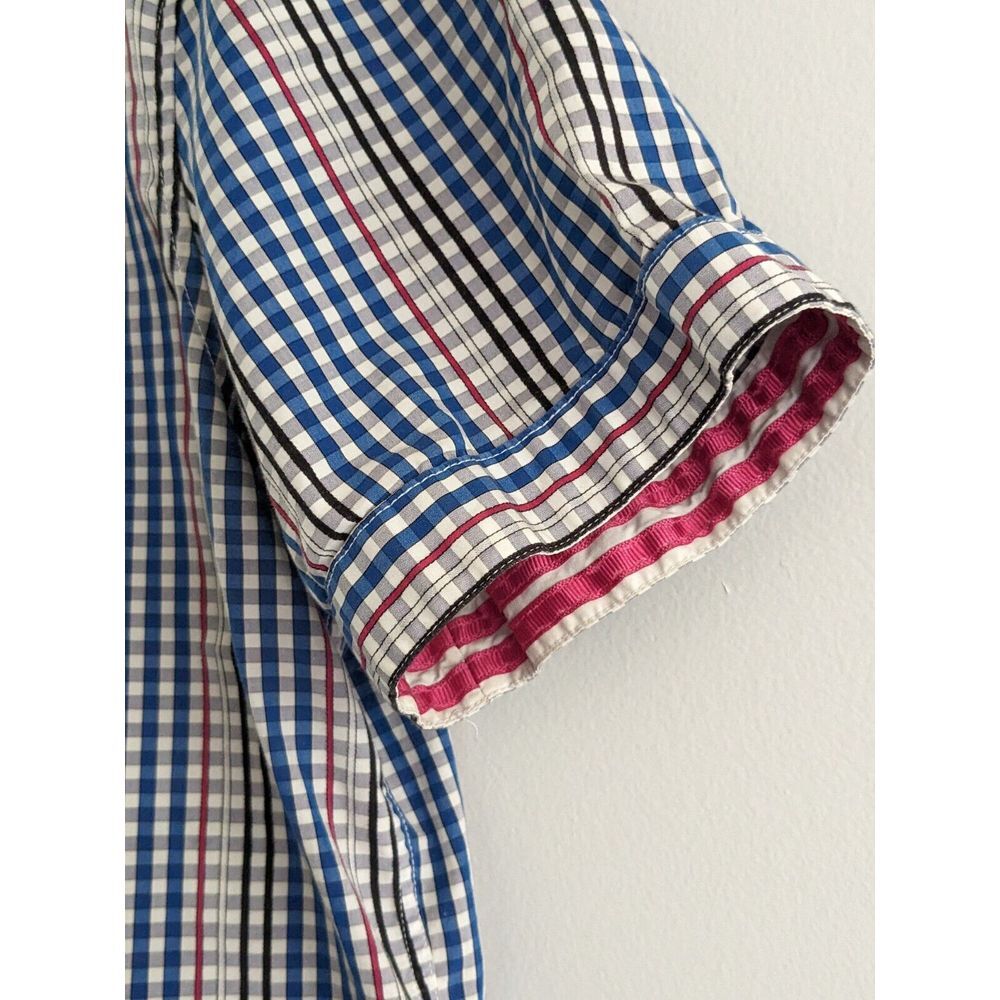 Robert Graham Classic Fit Blue Red Gray White Plaid Short Sleeve Shirt Medium‎ - Picture 5 of 10